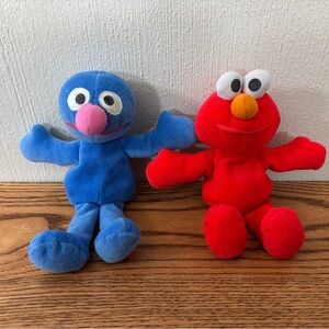 TYCO Elmo and Grover Sesame Street Plush Toys Beans 1997 VTG